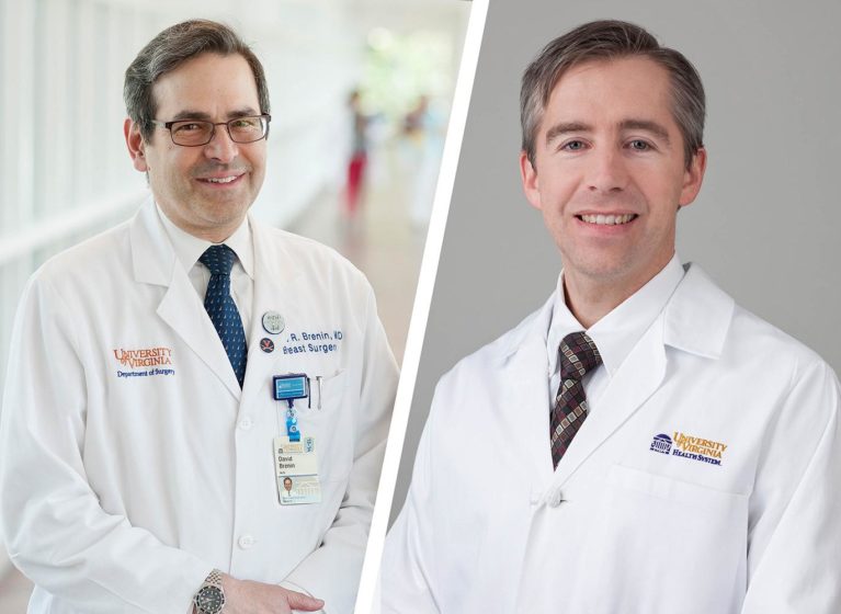 David Brenin, MD, (left) and Patrick Dillon, MD, are investigating the potential of focused ultrasound to aid the body in killing metastatic breast cancer.