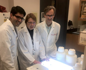 Researchers Shadi Khalil (from left), Lorrie Delehanty and Adam Goldfarb have discovered an unknown biological process that controls the body's production of oxygen-carrying red blood cells.