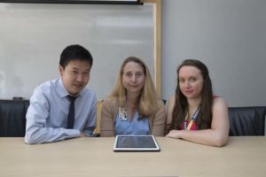 The people behind PositiveLinks HIV app: Tianyi Jin, web developer (from left); Rebecca Dillingham, MD, MPH; and Marika Grabowski, clinical data manager.