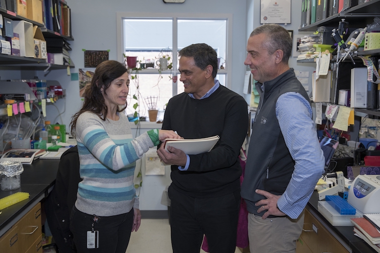 Claudia Rival shares notes with Kodi Ravichandran and Jeffrey J. Lysiak.