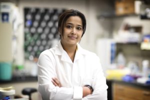 Sanchita Bhatngar stands in her lab.