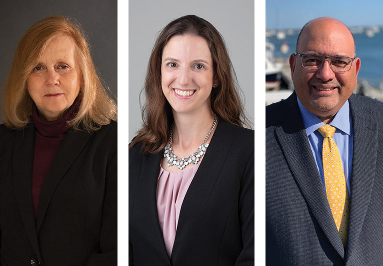 Three headshots: Kathy Baker, Veronica Brill and Nelson Figueroa.