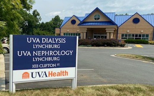 The exterior of the building housing UVA Dialysis Lynchburg.