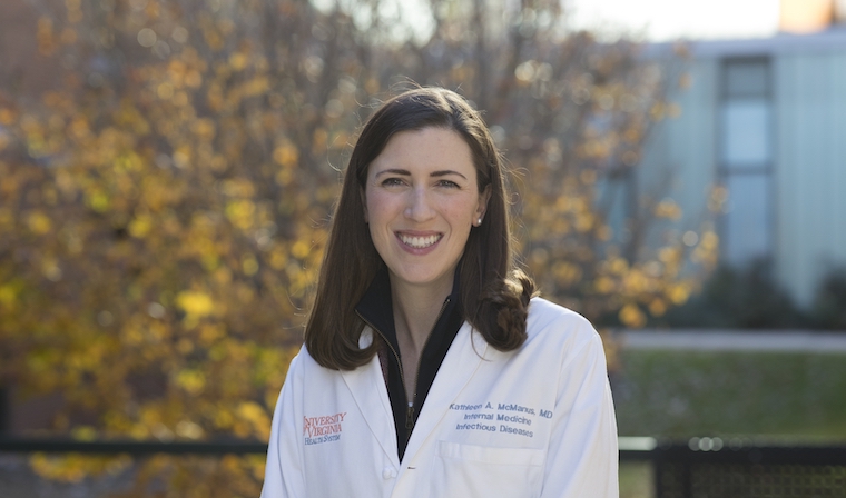 Kathleen A. McManus outside at the UVA School of Medicine.