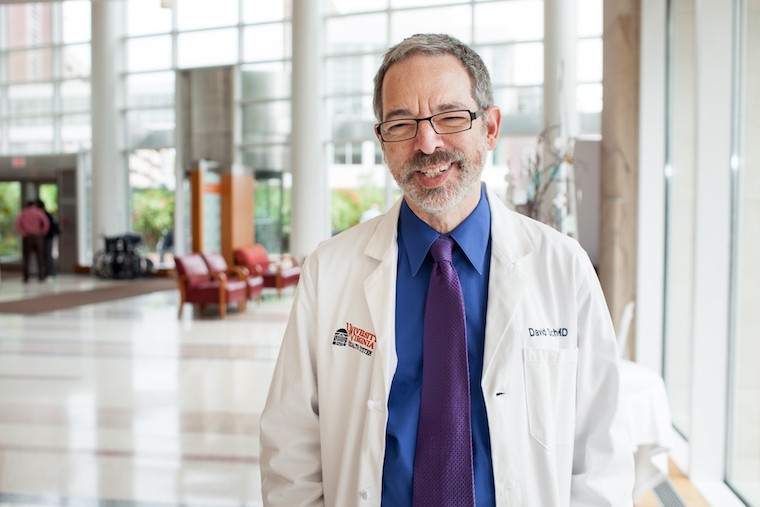 David Schiff in the lobby of UVA's hospital.