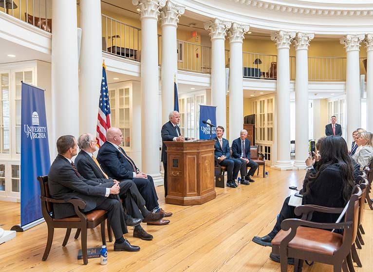 The University of Virginia announces the Paul and Diane Manning Institute of Biotechnology at an event in the Rotunda.