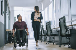 Man in wheelchair in an office