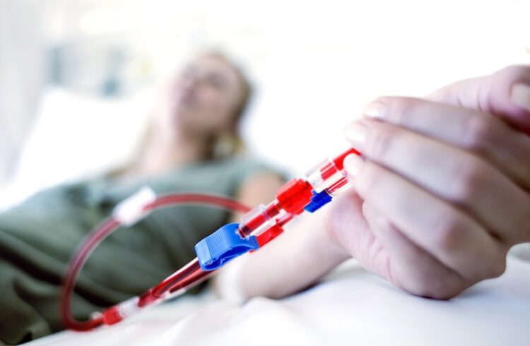 A patient receives dialysis
