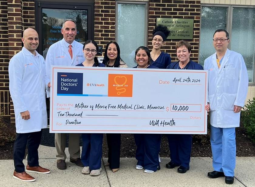 Catholic Charities Mother of Mercy Free Medical Clinic in Manassas and Woodbridge Receives $10,000 Donation from UVA Health in Recognition of National Doctors’ Day