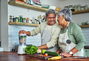 Couple making a smoothie