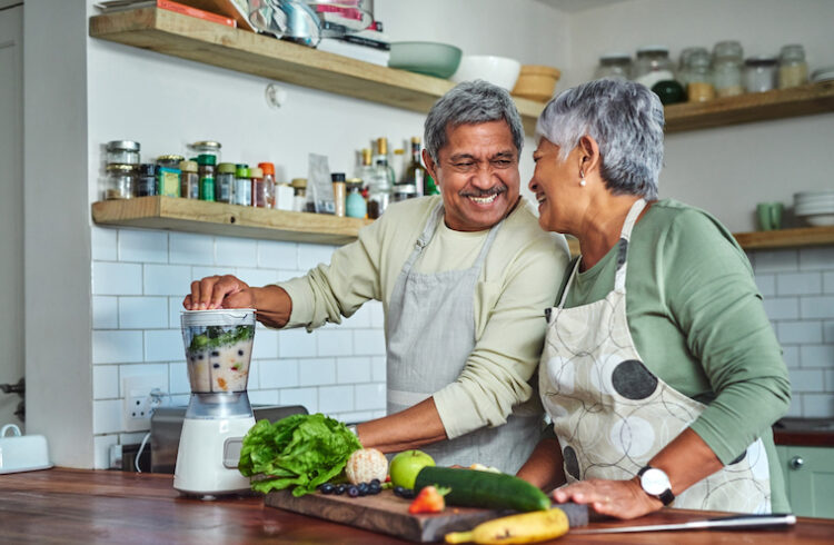 Couple making a smoothie