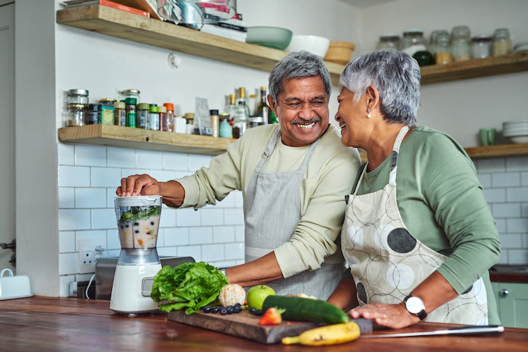 Couple making a smoothie