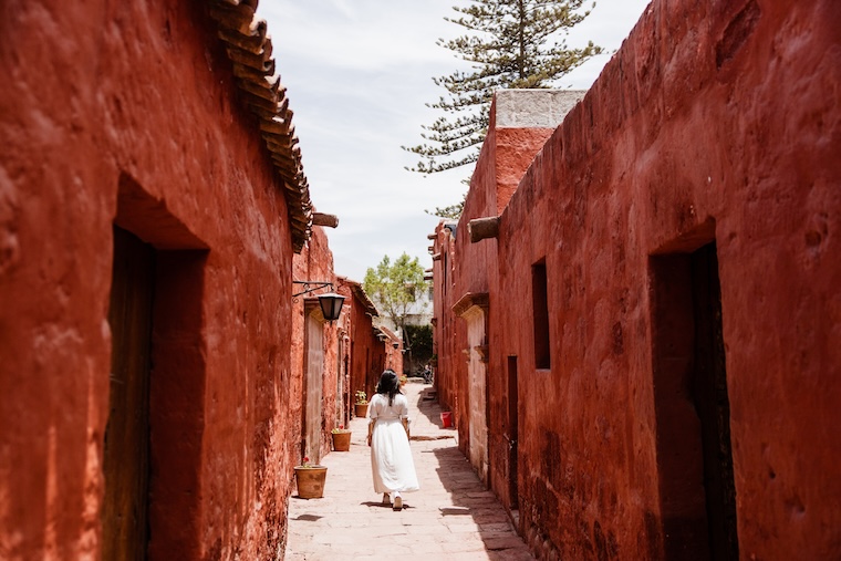 Girl walking in Arequipa, Peru