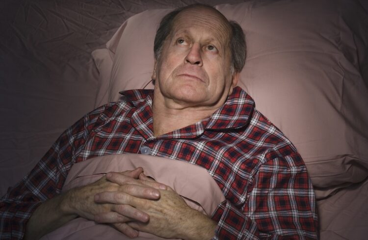 Senior man with insomnia