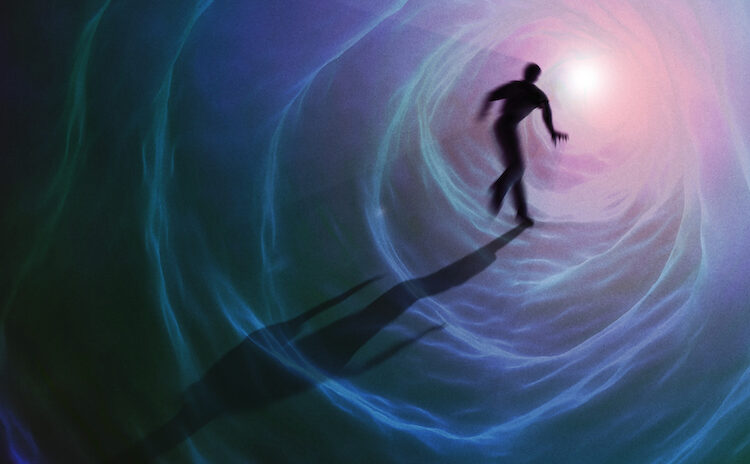 Man enters white light in this illustration of a near-death experience