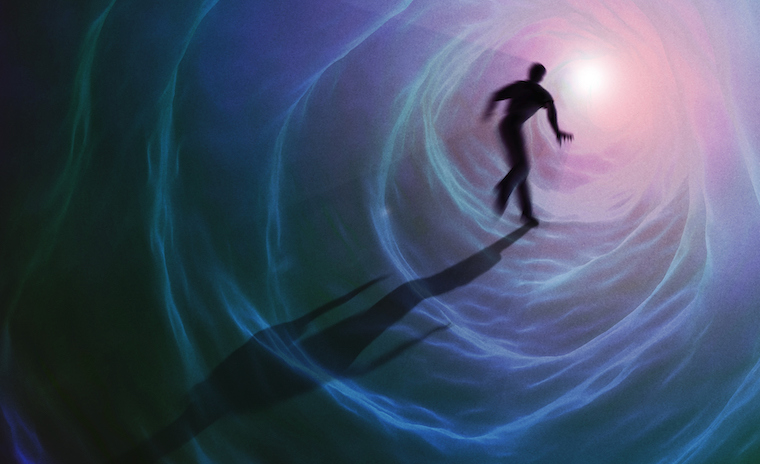Man enters white light in this illustration of a near-death experience